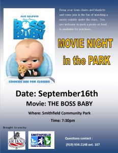 Movie in the Park- THE BOSS BABY @ Smithfield Community Park | Smithfield | North Carolina | United States