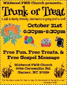 Trunk or Treat @ Wildwood FWB Church | Garner | North Carolina | United States