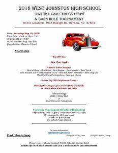 WJHS Annual Car/Truck Show & Cornhole Tourney @ West Johnston High School | Benson | North Carolina | United States