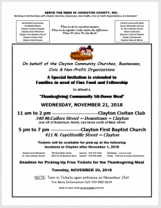 Community Thanksgiving Meal @ Clayton Civitan and First Baptist Church | Clayton | North Carolina | United States