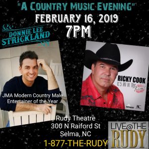 DONNIE LEE STRICKLAND w/ Ricky Cook @ Rudy Theater | Selma | North Carolina | United States