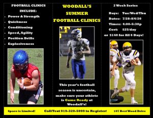 Woodall's Summer Football Clinics! @ Woodall's Fitness and Performance | Clayton | North Carolina | United States